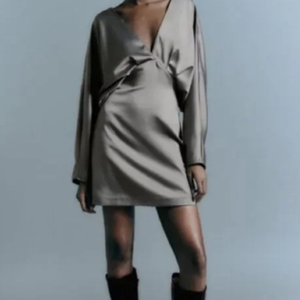 🆕 w/tags Zara Satin Wingback Dress - Picture 2 of 4